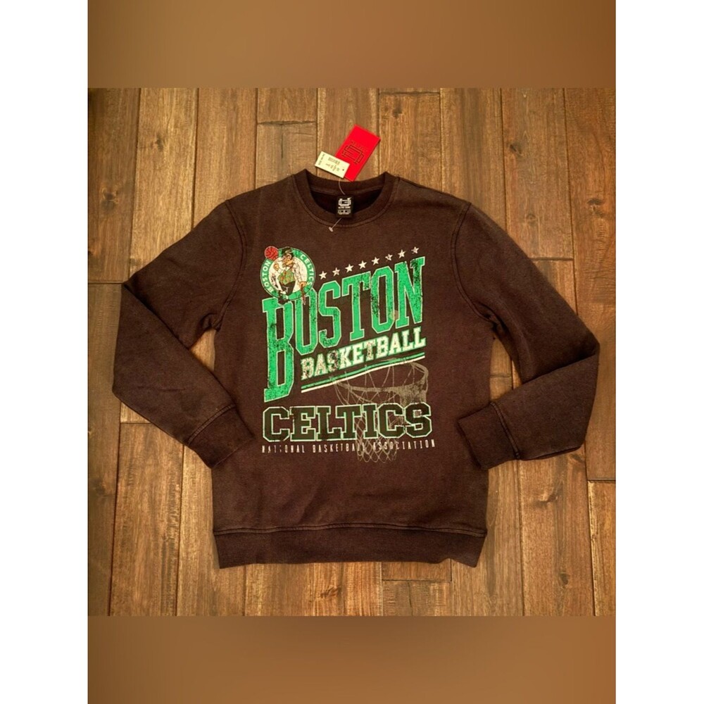 Boston Celtics Ultra Game Dark Gray Black Distressed Style Sweatshirt Mens S NWT